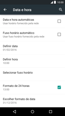 Prima Data e hora automáticas para ativar a função.