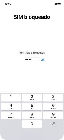 Se o cartão SIM estiver bloqueado, deve introduzir o código PIN e premir OK.