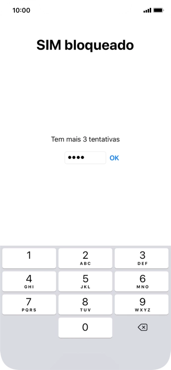 Se o cartão SIM estiver bloqueado, deve introduzir o código PIN e premir OK.