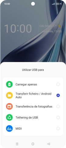 Prima Transferir ficheiro/Android Auto.