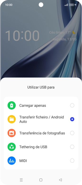 Prima Transferir ficheiro/Android Auto.