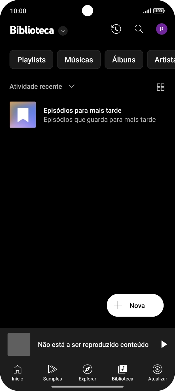 Prima a lista suspensa.