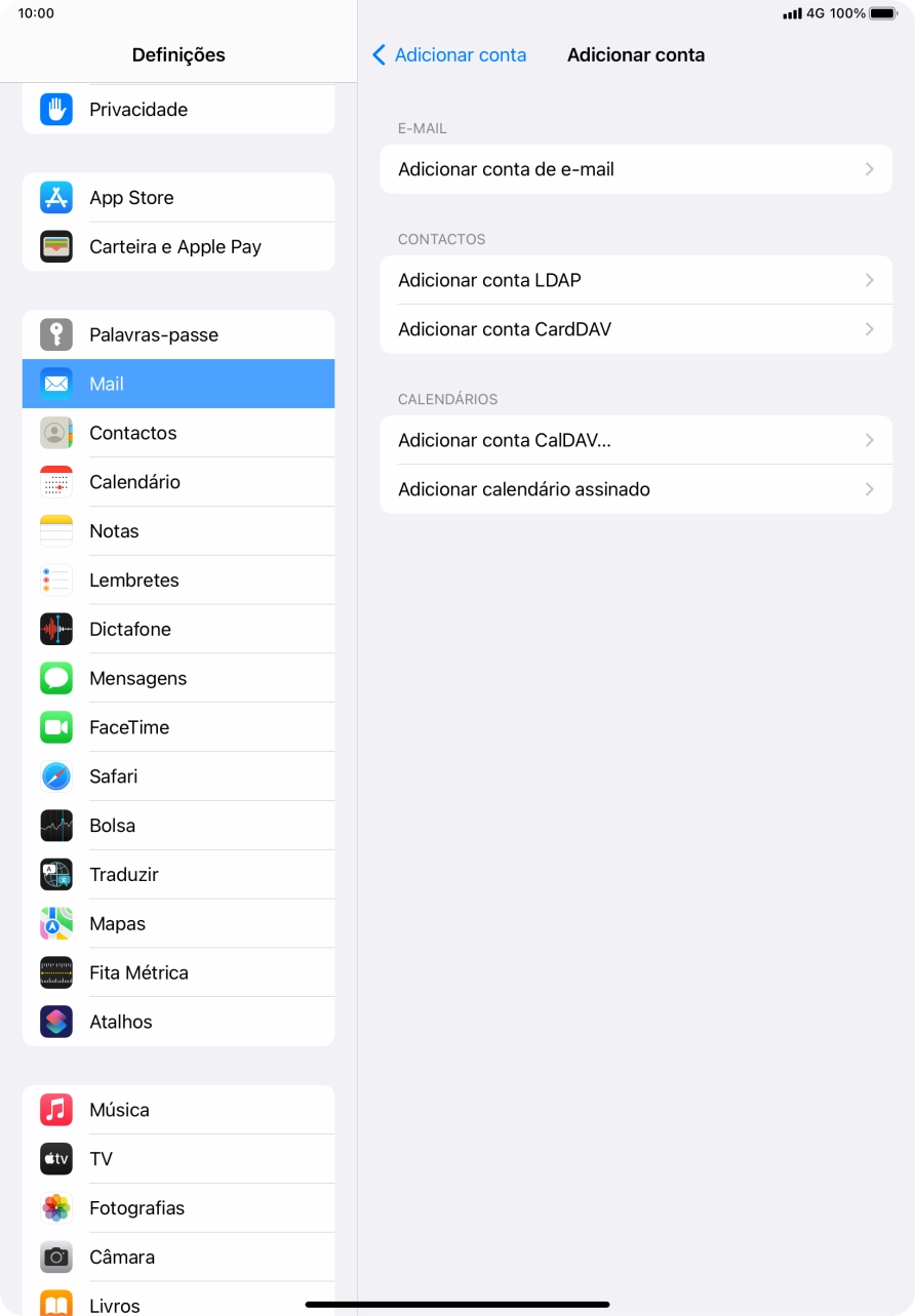 Prima Adicionar conta de e-mail.