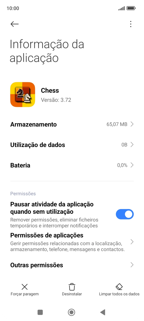 Prima a tecla de início para terminar e voltar ao ecrã inicial.