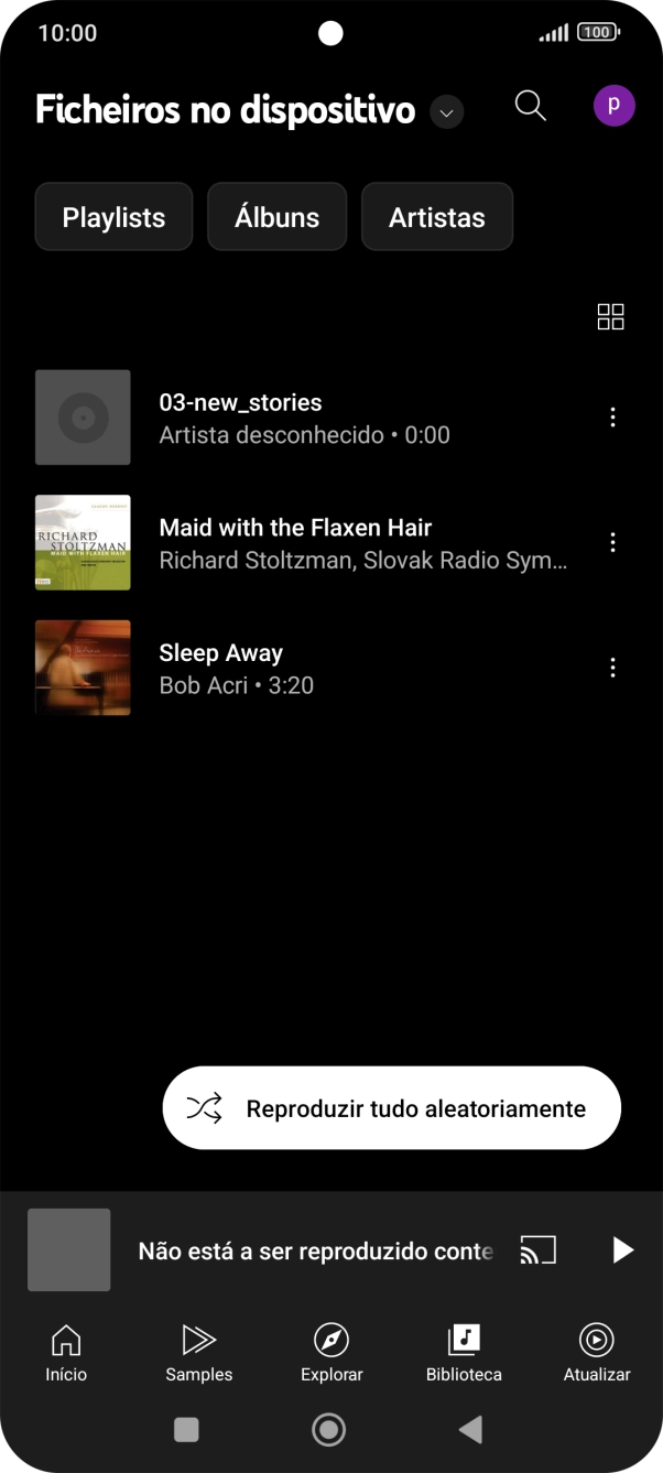 Prima o ficheiro de música pretendido.