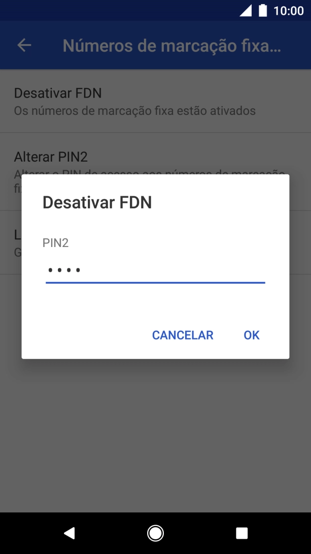 Introduza o código PIN2 e prima OK.