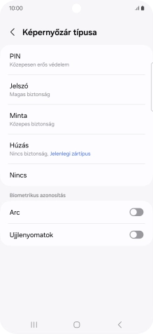 Válaszd az Ujjlenyomatok lehetőséget.