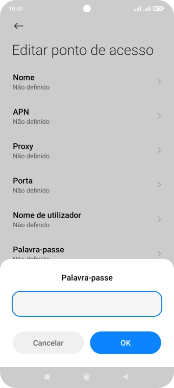Introduza vodafone e prima OK.