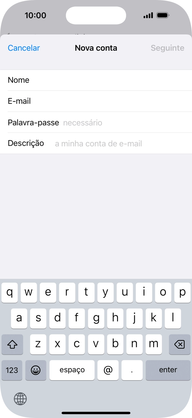 Prima Palavra-passe e introduza a password da sua conta de e-mail na Vodafone.