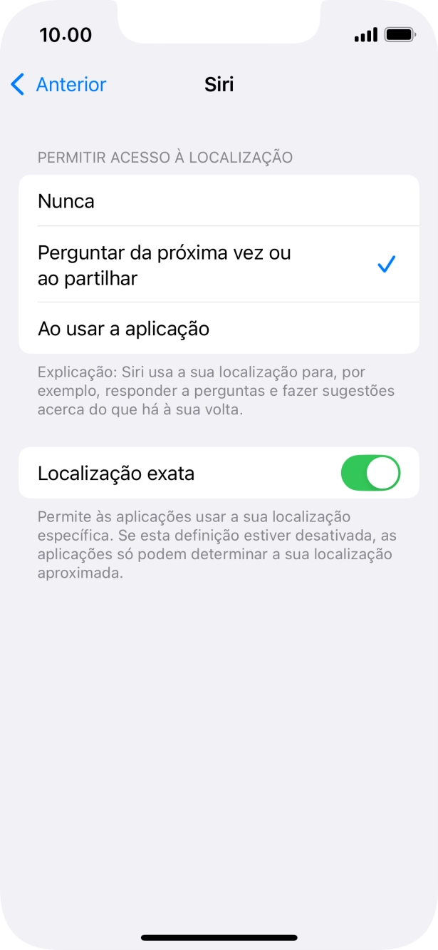 Prima a definição pretendida para ativar ou desativar a função.