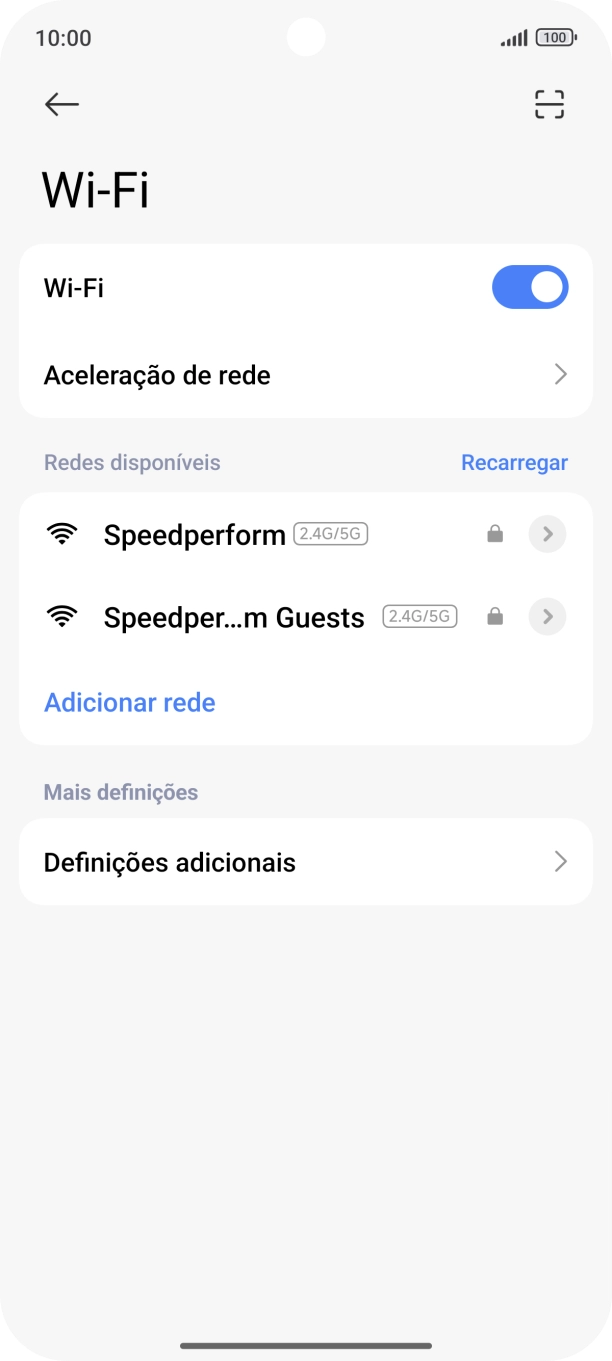 Prima a rede pretendida.