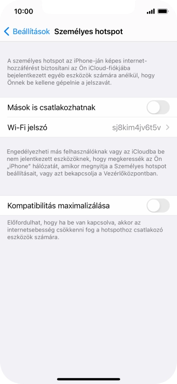 Kattints a Wi-Fi jelszó mezőre, és írd be a kívánt jelszót.
