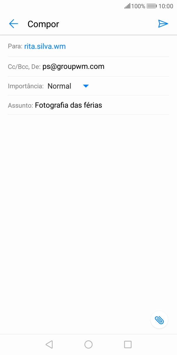 Prima o campo de escrita e escreva o texto do e-mail.