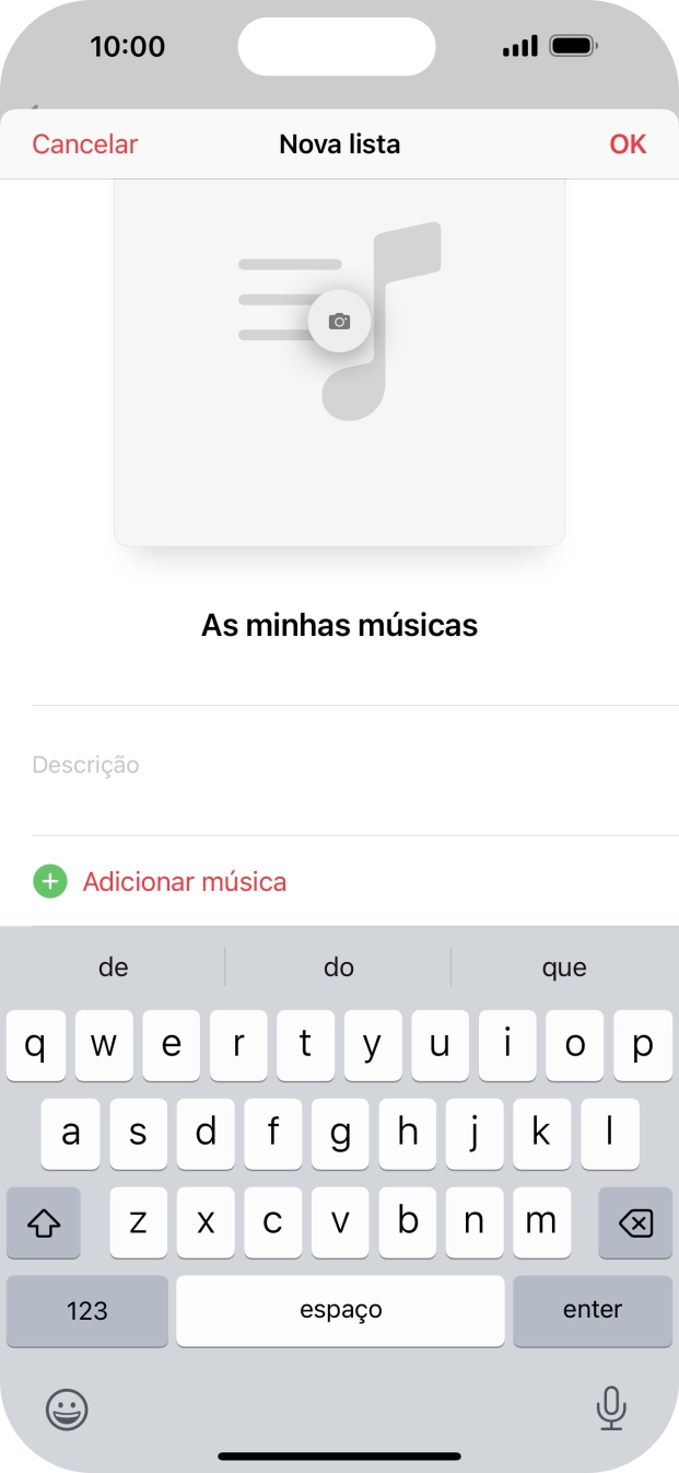 Prima Adicionar música.