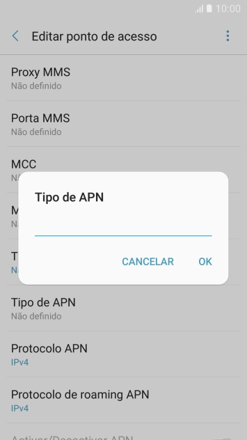 Introduza default e prima OK.