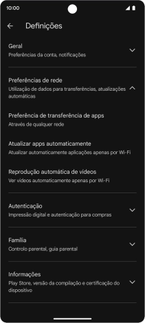 Prima Atualizar apps automaticamente.
