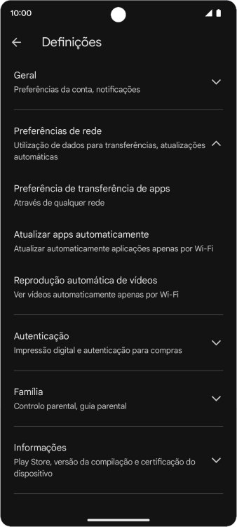 Prima Atualizar apps automaticamente.