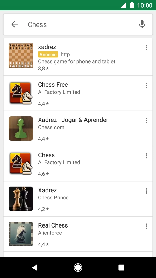 Prima a app pretendida.