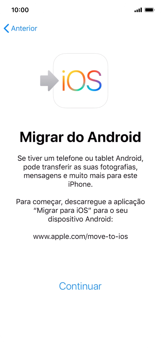 Antes de ser possível transferir conteúdo para o seu telefone, é necessário instalar a app 