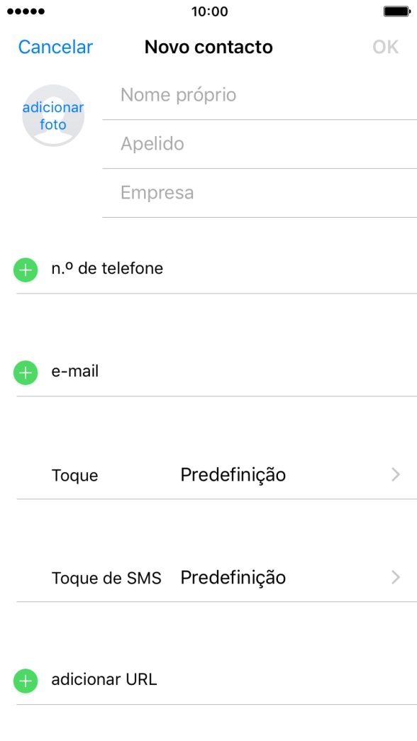 Prima Nome próprio e introduza o nome próprio.