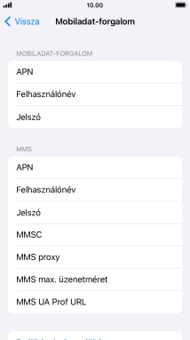 Válaszd az APN lehetőséget. Amennyiben előfizetésed van, írd be azt, hogy mms.vodafone.net.