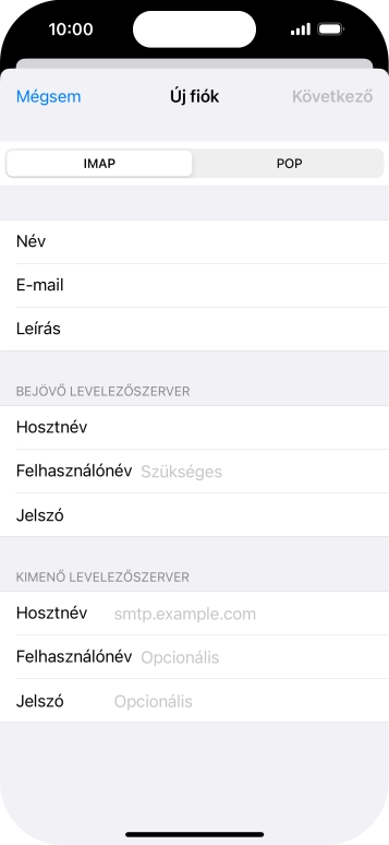 Kattints a Felhasználónév mezőre, és írd be az e-mail-fiókodhoz tartozó felhasználónevet.