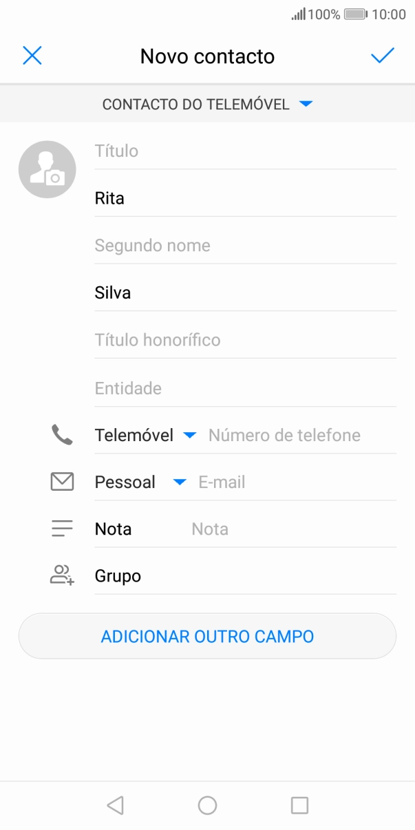 Prima Número de telefone e introduza o número de telefone.