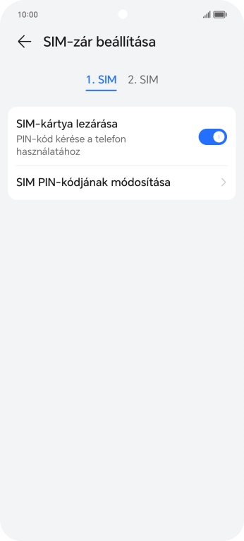 Kattints a „SIM kártya zárolása” melletti csúszkára a funkció be- vagy kikapcsolásához.