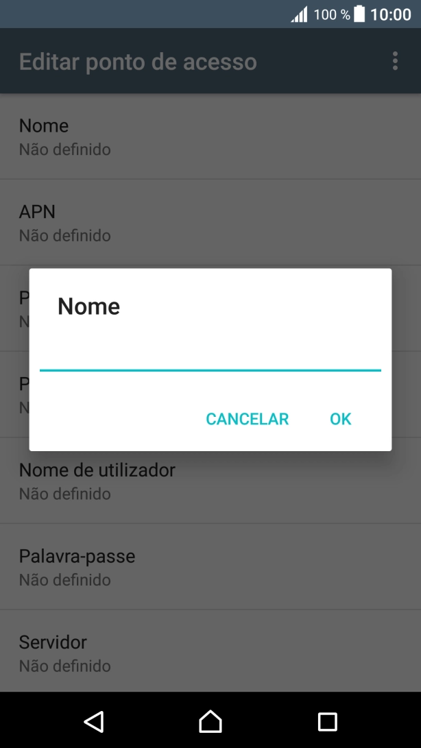 Introduza Vodafone Internet e prima OK.