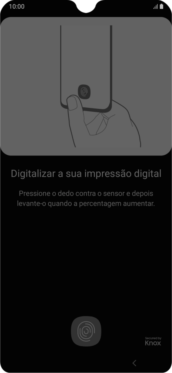 Siga as indicações no ecrã para definir a impressão digital como código de bloqueio.