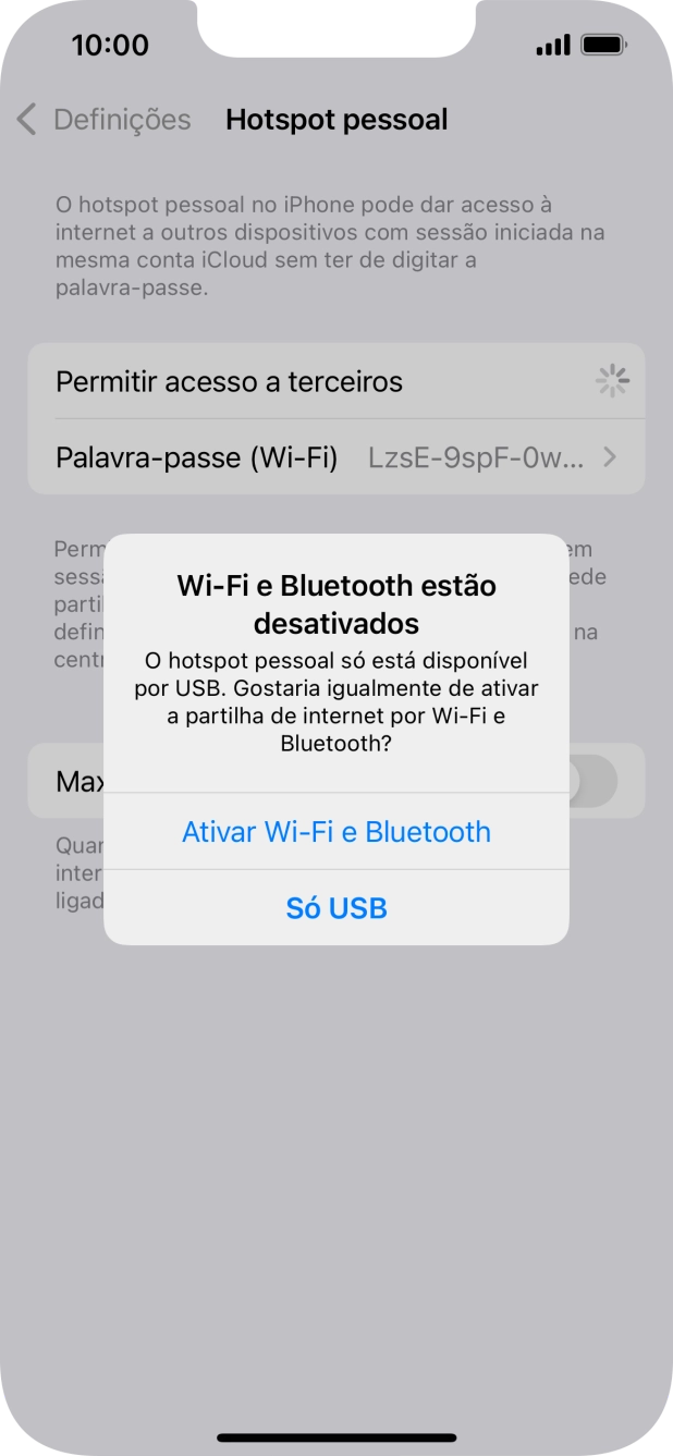 Se o Wi-Fi estiver desativado, prima Ativar Wi-Fi e Bluetooth.