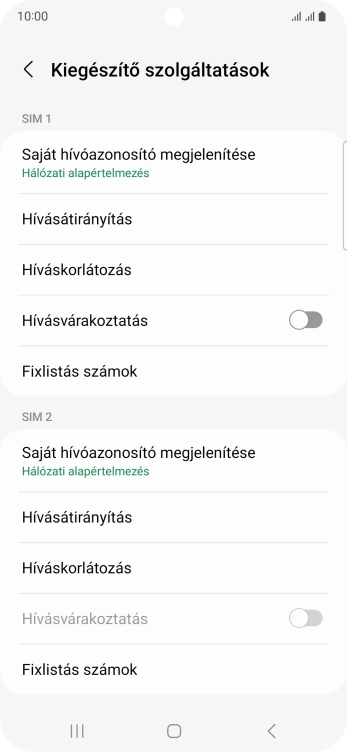Kattints a „Hívásvárakoztatás” melletti csúszkára a funkció be- vagy kikapcsolásához.