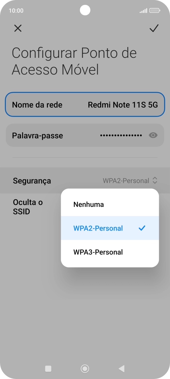 Prima WPA3-Personal para proteger o hotspot Wi-Fi com uma password.