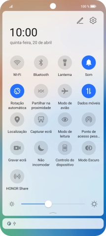 Prima o ícone de dados móveis para ativar ou desativar a função.