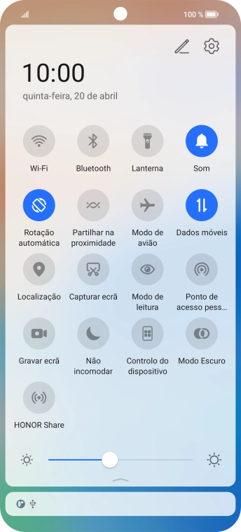 Prima o ícone de dados móveis para ativar ou desativar a função.