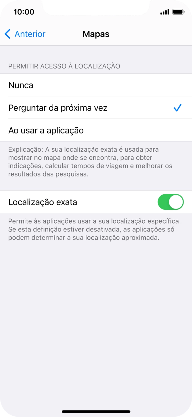 Prima a definição pretendida para ativar ou desativar a função.