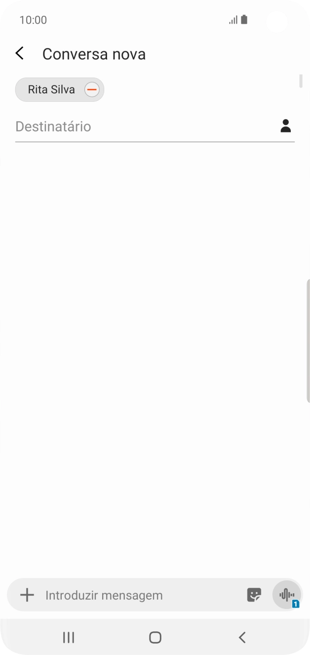 Prima o campo de escrita e escreva o texto da sua mensagem curta.