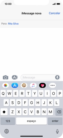Se for possível o destinatário receber iMessages, aparecerá o texto iMessage no campo de escrita.