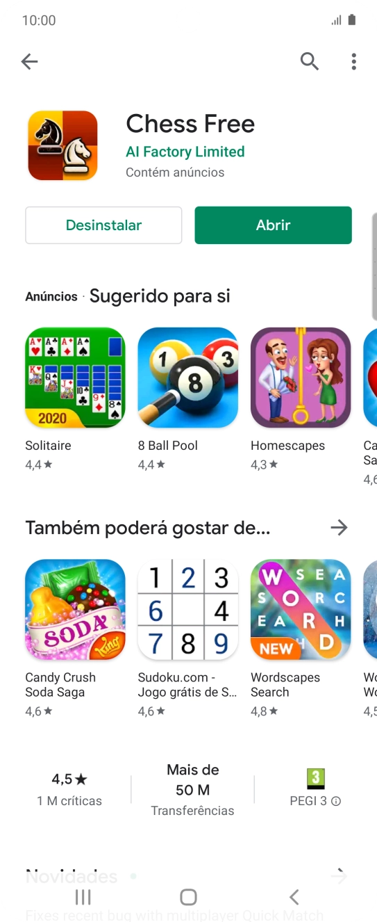 Prima a tecla de início para terminar e voltar ao ecrã inicial.