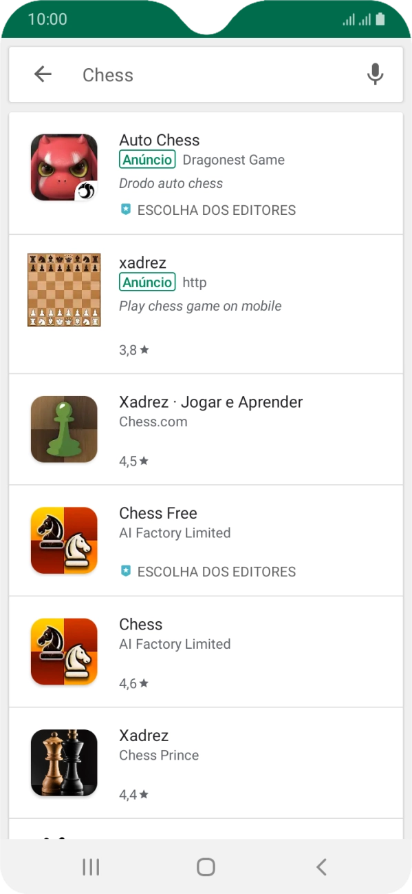 Prima a app pretendida.