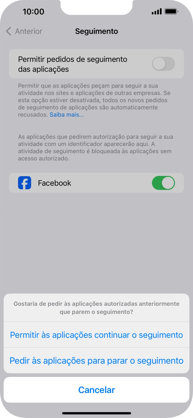 Se desativar a função, prima a definição pretendida.
