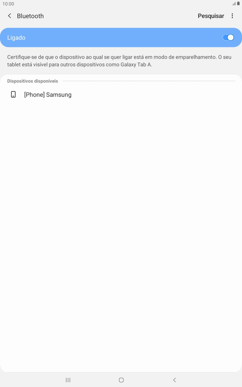 Prima o dispositivo Bluetooth pretendido e siga as indicações no ecrã para emparelhar o dispositivo pretendido com o tablet.