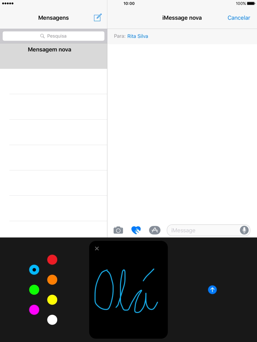 Prima o ícone para enviar quando terminar de escrever a iMessage.