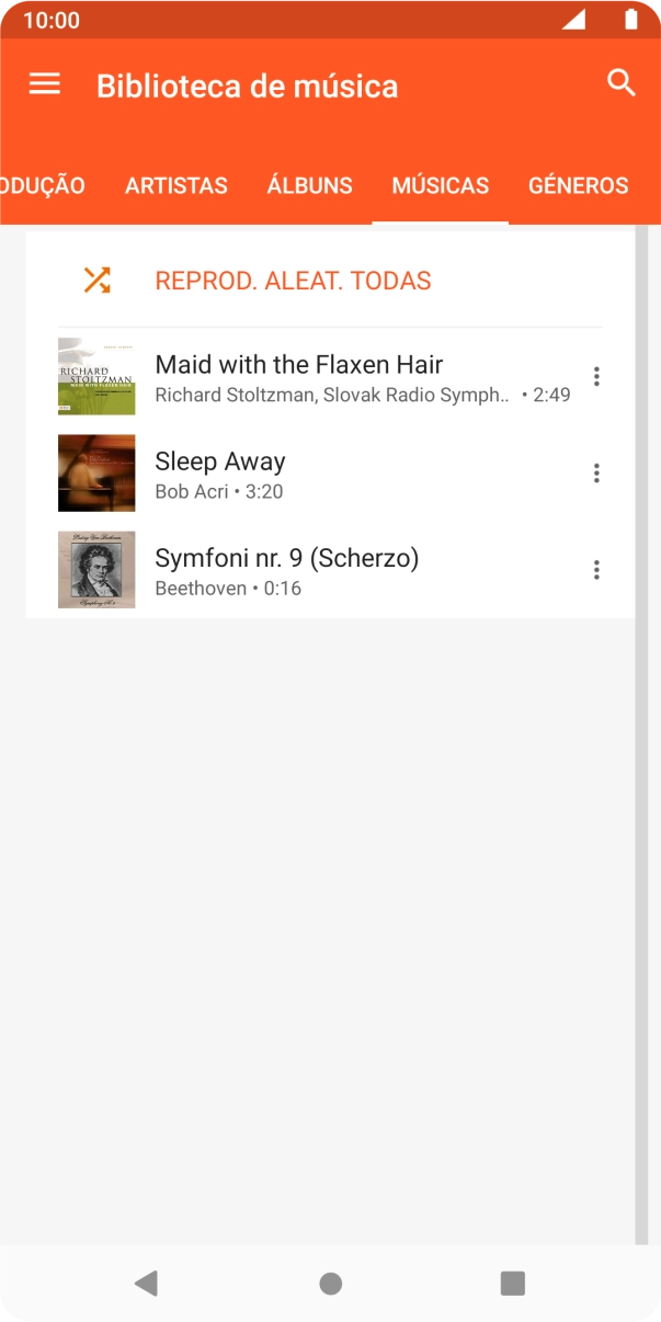 Prima o ficheiro de música pretendido.