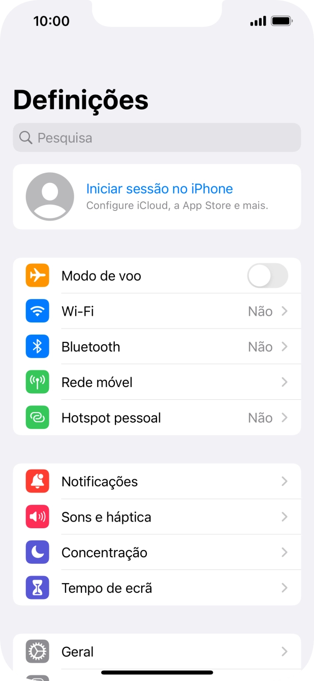 Prima Iniciar sessão no iPhone.