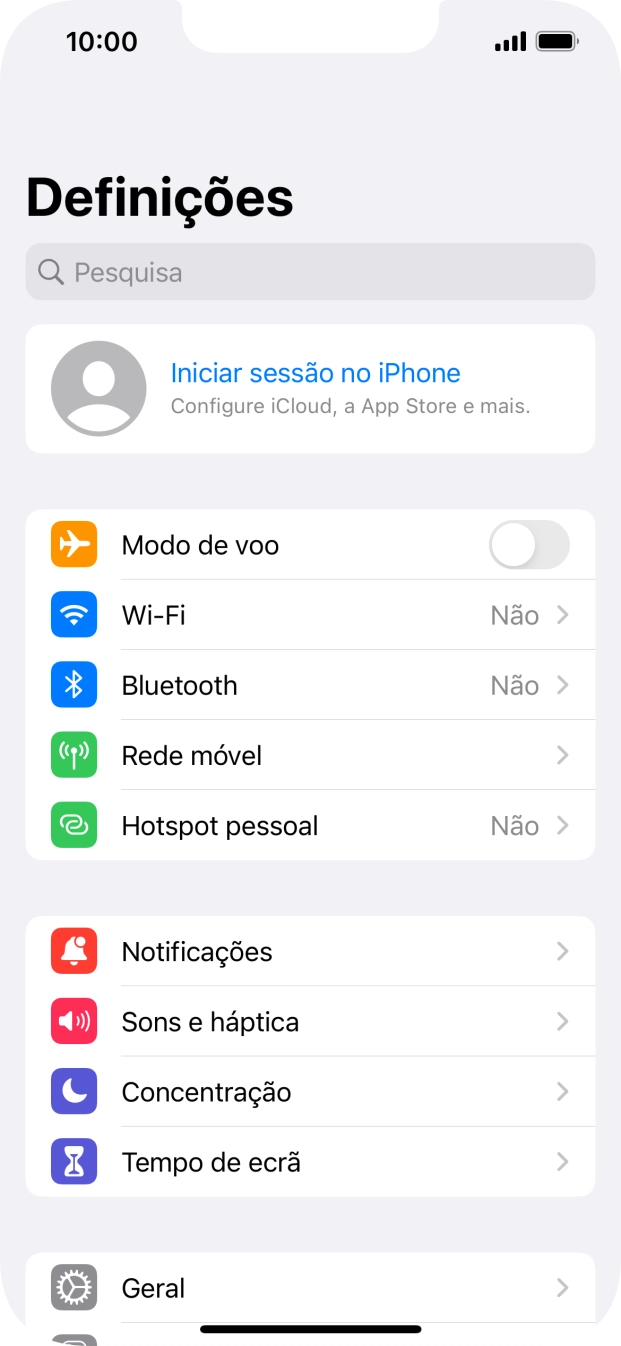 Prima Iniciar sessão no iPhone.
