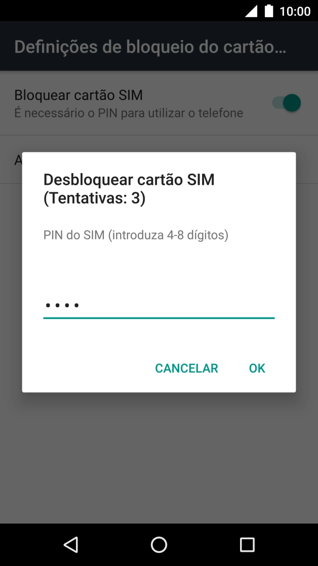 Introduza o seu código PIN e prima OK.