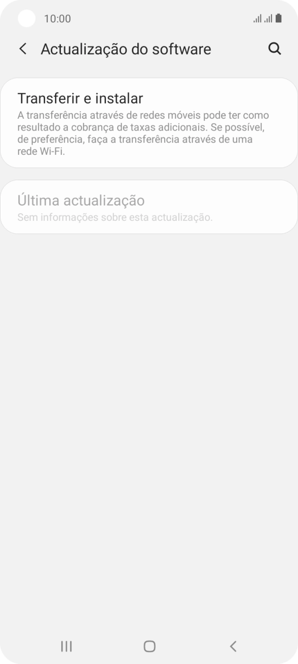Prima Transferir e instalar. Se existir uma nova versão de software disponível, será agora indicado no ecrã. Siga as indicações no ecrã para atualizar o software do telefone.