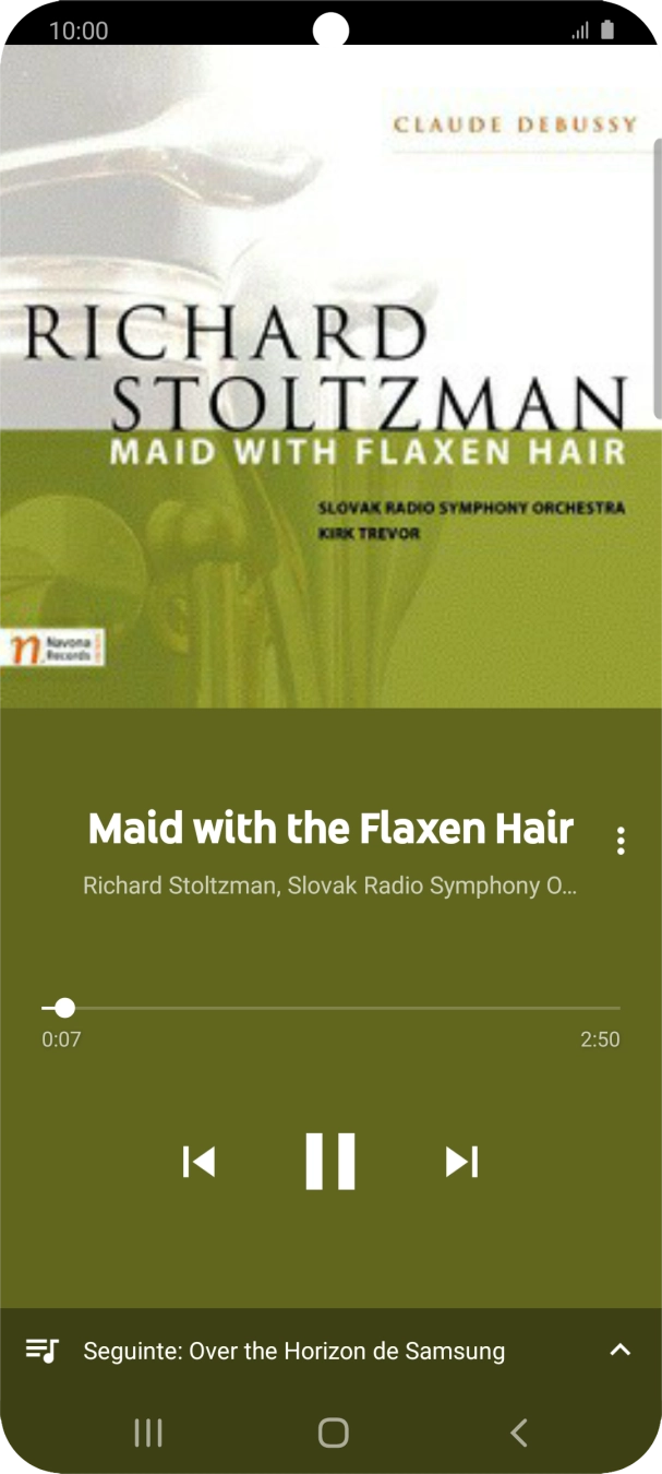 Prima a seta para a direita para ir para o ficheiro de música seguinte.