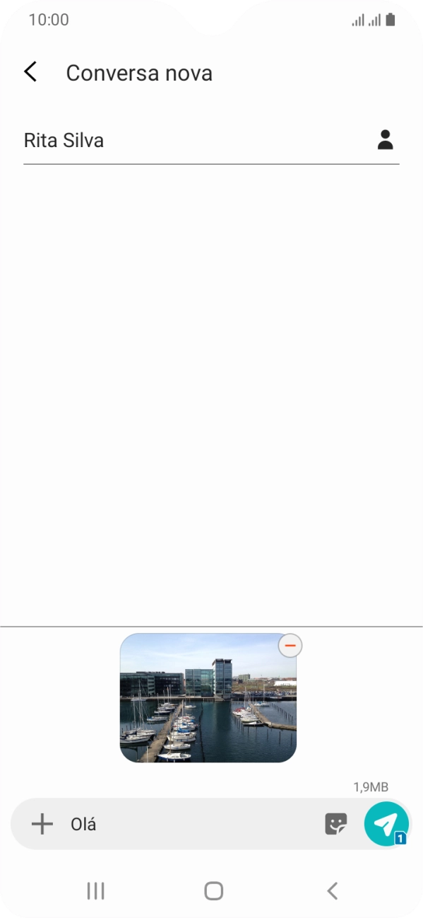 Prima o ícone para enviar quando terminar de escrever a sua mensagem multimédia.